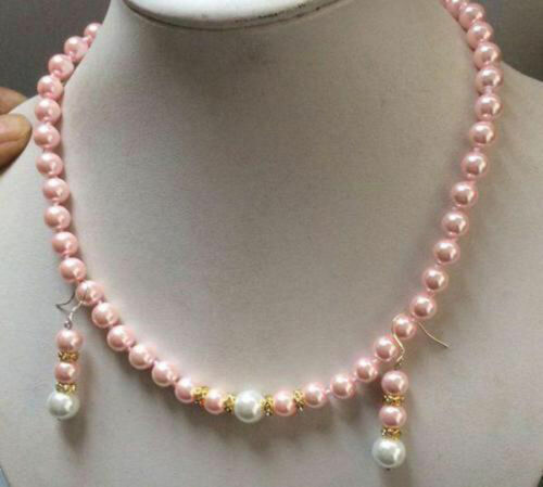 Set extrem de feminin cercei si un colier din perle rotunde multicolore de south sea shell