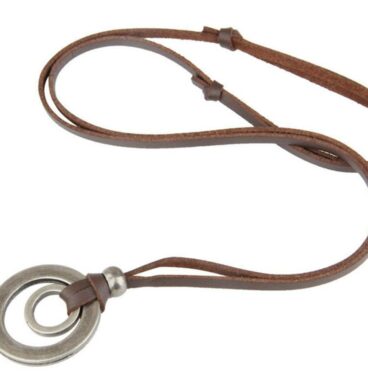 Pandantiv din piele pentru bărbați cu motiv dublu inelar